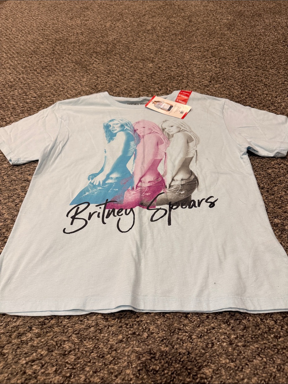 Britney Spears Graphic Tee - Light Blue with Pink & Blue Print - Picture 2 of 2